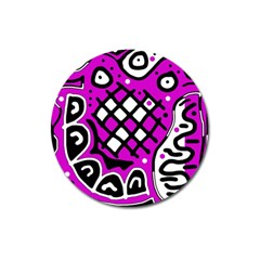 Magenta High Art Abstraction Magnet 3  (round)