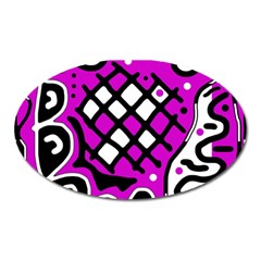 Magenta High Art Abstraction Oval Magnet by Valentinaart