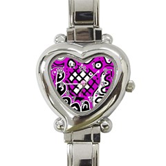 Magenta High Art Abstraction Heart Italian Charm Watch by Valentinaart