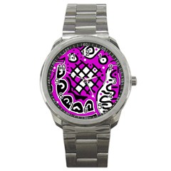 Magenta High Art Abstraction Sport Metal Watch