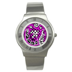 Magenta High Art Abstraction Stainless Steel Watch