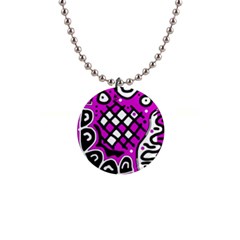 Magenta High Art Abstraction Button Necklaces by Valentinaart