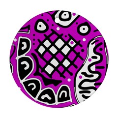 Magenta High Art Abstraction Round Ornament (two Sides) 