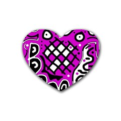 Magenta High Art Abstraction Rubber Coaster (heart) 