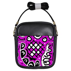 Magenta High Art Abstraction Girls Sling Bags by Valentinaart