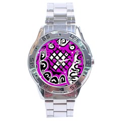 Magenta High Art Abstraction Stainless Steel Analogue Watch