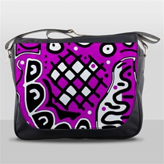 Magenta High Art Abstraction Messenger Bags