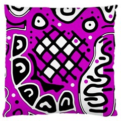 Magenta High Art Abstraction Large Cushion Case (one Side) by Valentinaart