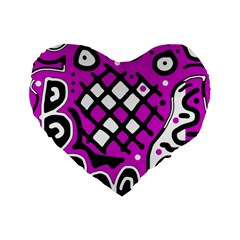 Magenta High Art Abstraction Standard 16  Premium Heart Shape Cushions