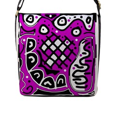 Magenta High Art Abstraction Flap Messenger Bag (l) 