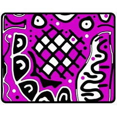 Magenta High Art Abstraction Double Sided Fleece Blanket (medium)  by Valentinaart