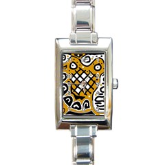 Yellow High Art Abstraction Rectangle Italian Charm Watch