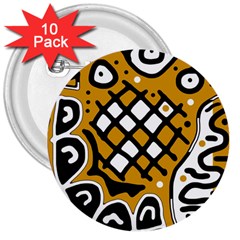 Yellow High Art Abstraction 3  Buttons (10 Pack) 