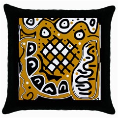 Yellow High Art Abstraction Throw Pillow Case (black)