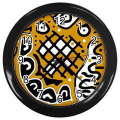 Yellow High Art Abstraction Wall Clocks (black)