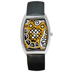 Yellow High Art Abstraction Barrel Style Metal Watch