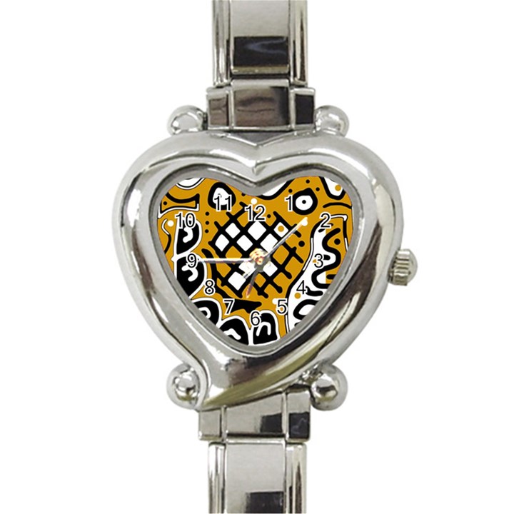 Yellow high art abstraction Heart Italian Charm Watch