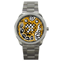 Yellow High Art Abstraction Sport Metal Watch