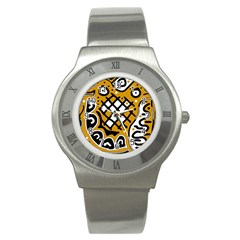 Yellow High Art Abstraction Stainless Steel Watch