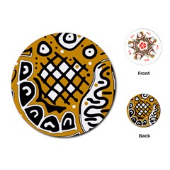 Yellow High Art Abstraction Playing Cards (round) 