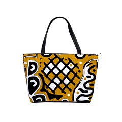 Yellow High Art Abstraction Shoulder Handbags