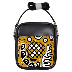 Yellow High Art Abstraction Girls Sling Bags