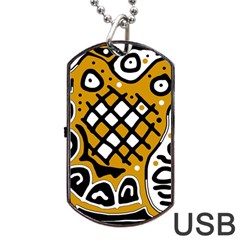 Yellow High Art Abstraction Dog Tag Usb Flash (two Sides)  by Valentinaart