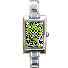 Green High Art Abstraction Rectangle Italian Charm Watch