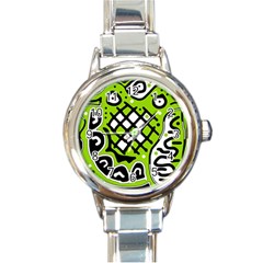 Green High Art Abstraction Round Italian Charm Watch