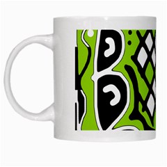 Green High Art Abstraction White Mugs by Valentinaart