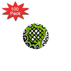 Green High Art Abstraction 1  Mini Buttons (100 Pack) 