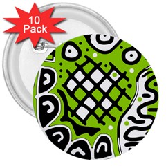 Green High Art Abstraction 3  Buttons (10 Pack) 