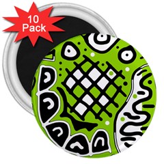 Green High Art Abstraction 3  Magnets (10 Pack) 