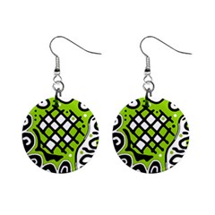 Green High Art Abstraction Mini Button Earrings