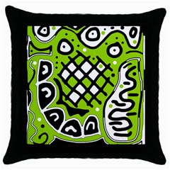 Green High Art Abstraction Throw Pillow Case (black) by Valentinaart