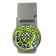 Green High Art Abstraction Money Clips (round)  by Valentinaart