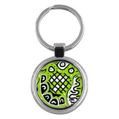 Green High Art Abstraction Key Chains (round)  by Valentinaart