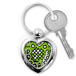 Green high art abstraction Key Chains (Heart)  Front