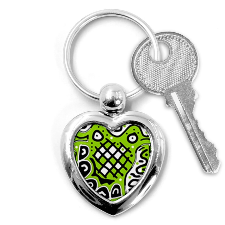 Green high art abstraction Key Chains (Heart) 