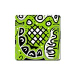 Green high art abstraction Square Magnet Front