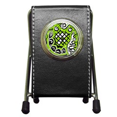 Green High Art Abstraction Pen Holder Desk Clocks