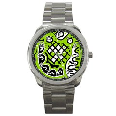 Green High Art Abstraction Sport Metal Watch