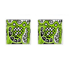 Green High Art Abstraction Cufflinks (square) by Valentinaart