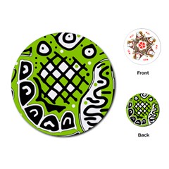 Green High Art Abstraction Playing Cards (round) 