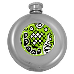 Green High Art Abstraction Round Hip Flask (5 Oz)