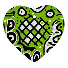 Green High Art Abstraction Heart Ornament (2 Sides)