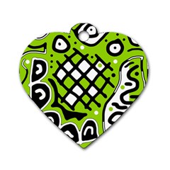 Green High Art Abstraction Dog Tag Heart (one Side)