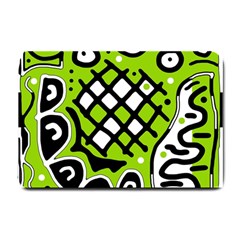 Green High Art Abstraction Small Doormat  by Valentinaart