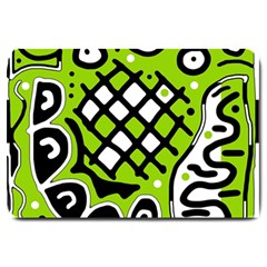 Green High Art Abstraction Large Doormat  by Valentinaart