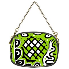 Green High Art Abstraction Chain Purses (two Sides) 